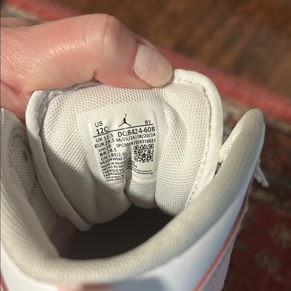 Kids Jordan Pink and White Sneakers - Picture 7 of 8